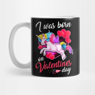 Born On Valentines Day Unicorn Mug